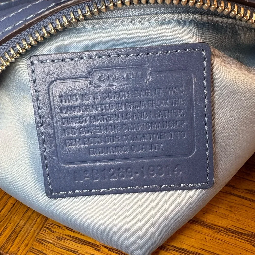 Coach Kristin Woven Blue Leather Hobo